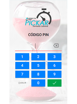 Pantalla de registro por código PIN